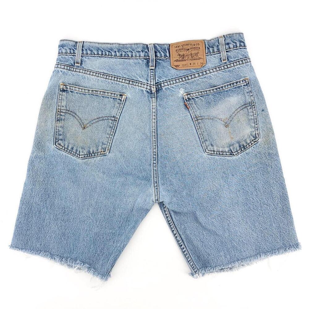 90s Levis 505 jorts denim orange tab cut off jean shorts 1990s vintage